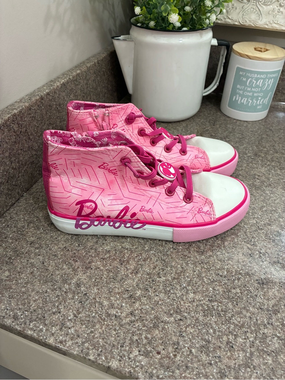 Barbie Pink Graphic High-Top Kids Sneakers